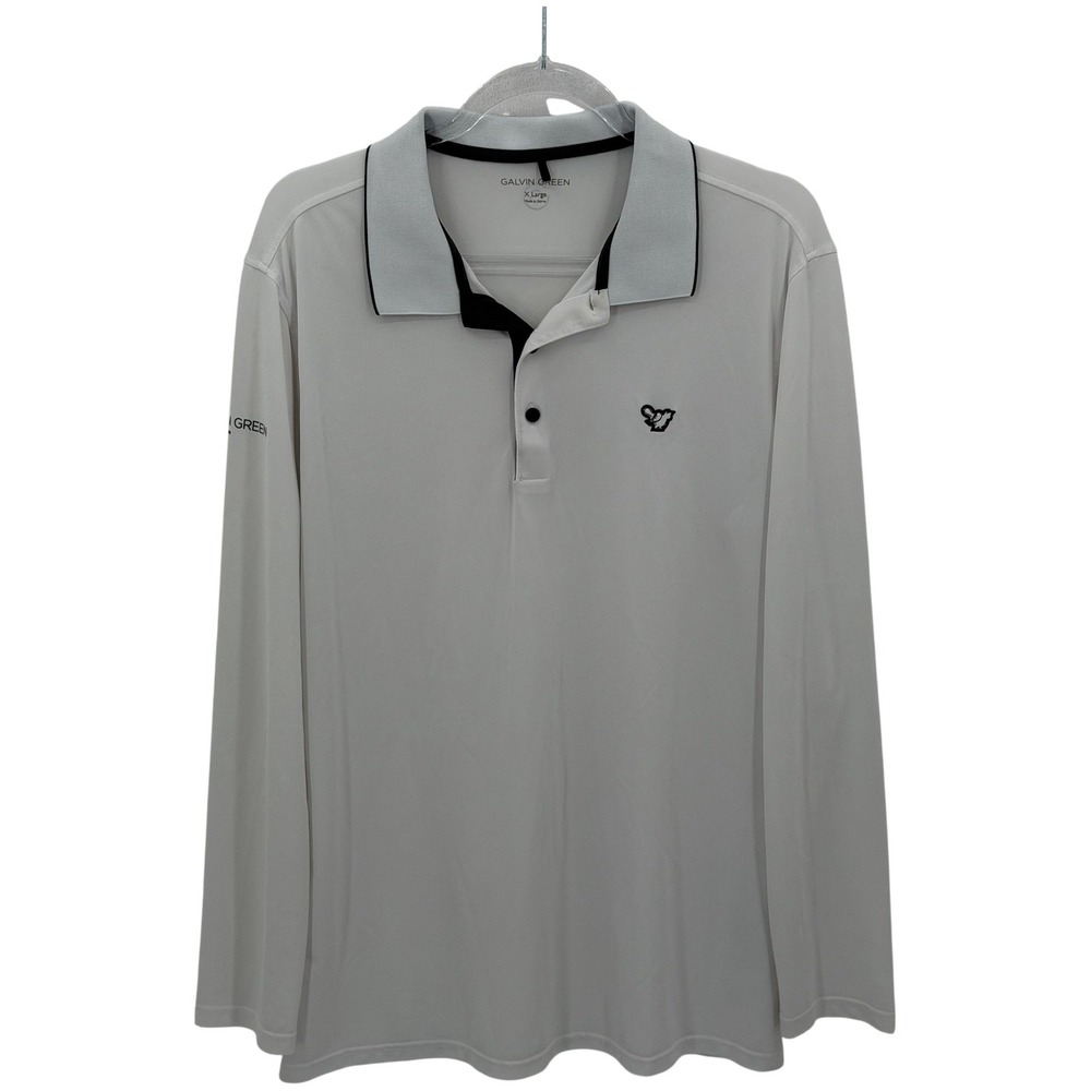 Galvin Green Polo Shirt Men XL White Long Sleeve Golf Ventil8 Plus Summer Sports